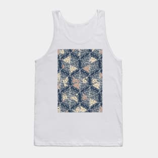 Organic Hexagon Pattern in Soft Navy & Cream Tank Top